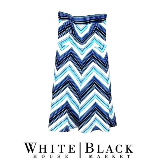 White House Black Market Blue Chevron Dress - Picture 1 of 7